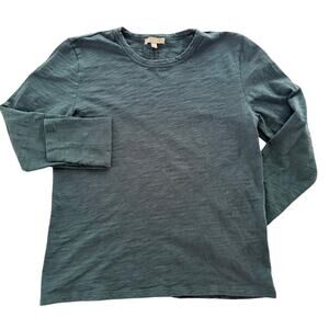 Lilla P Dark Green Cotton Slub Jersey Knit Crewneck Long Sleeve Size Medium